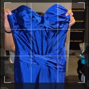 Strapless Satin Evening Dress in Cobalt Blue